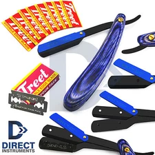 Blue Vintage Handle Men Hair Shave Razor Straight Knife Shaving Accessories Kit