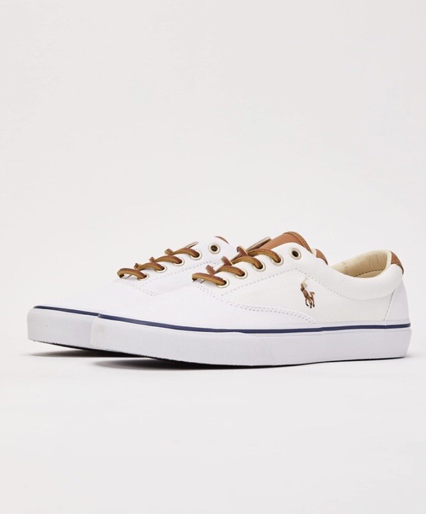 Polo Ralph Lauren Keaton LCL Pony sneaker basse stringate tela pelle pizzo nuove