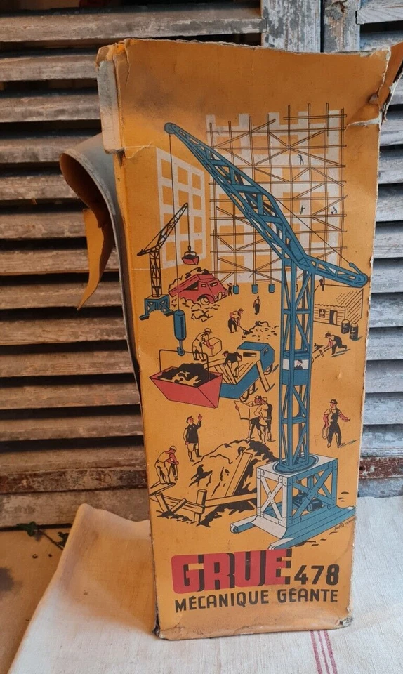 ANCIENNE GRANDE GRUE 478 JOUET EN TOLE JOUSTRA DANS SON CARTON - Photo 2/4