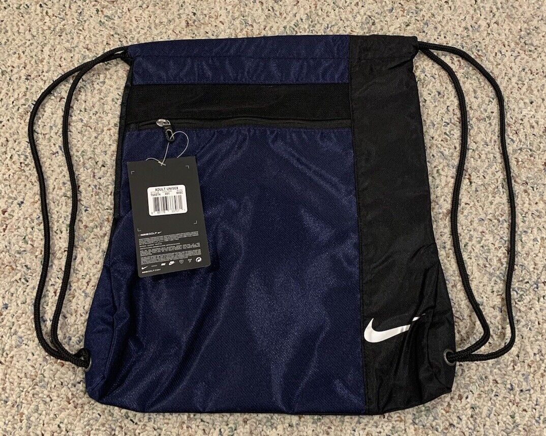 Nike Golf Cinch Backpack/Gym Bag, Navy Blue/Black, 18” Long  x 14” Wide