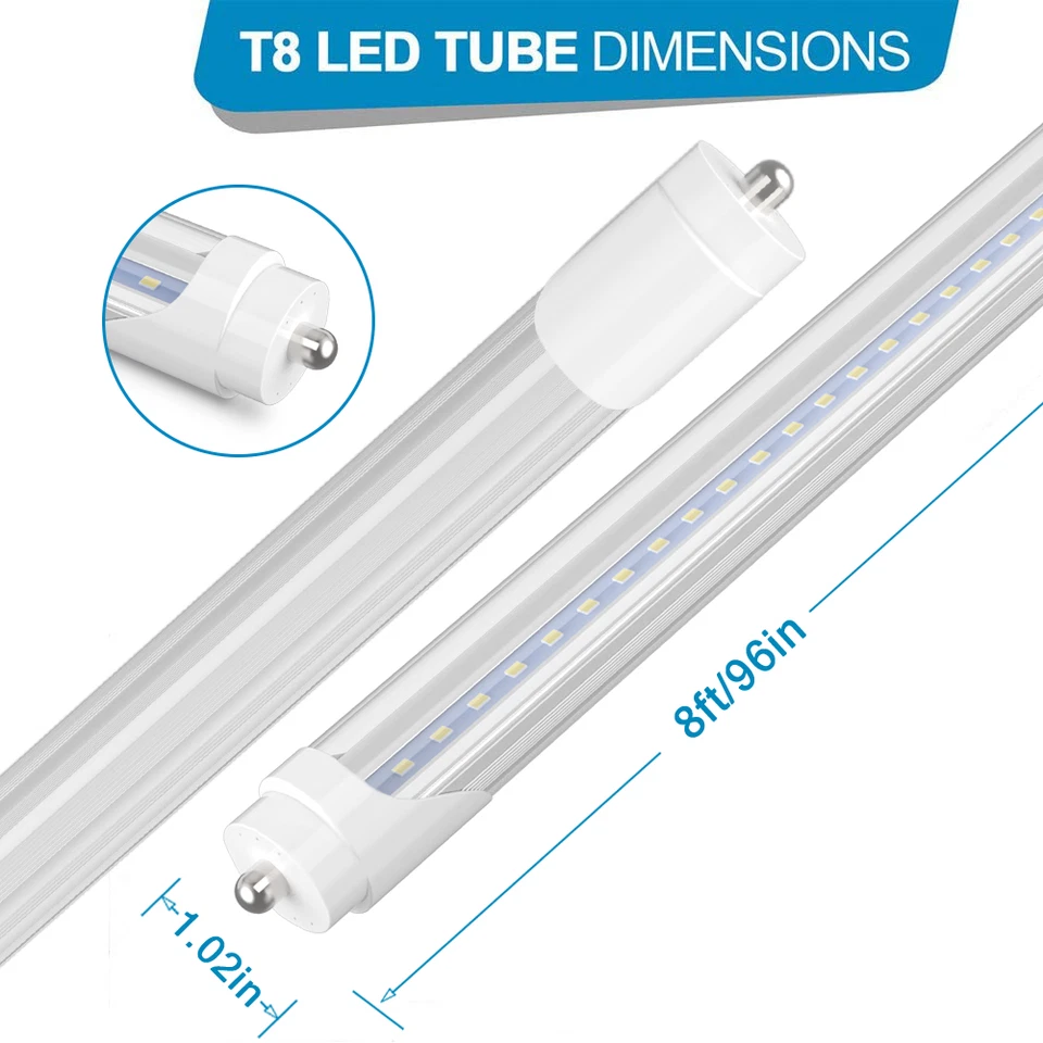 25pcs 8FT LED Shop Light Bulbs T8 Fa8 45W 8 Foot T10 T12 LED Tube Lights Clear - Image 2 of 4