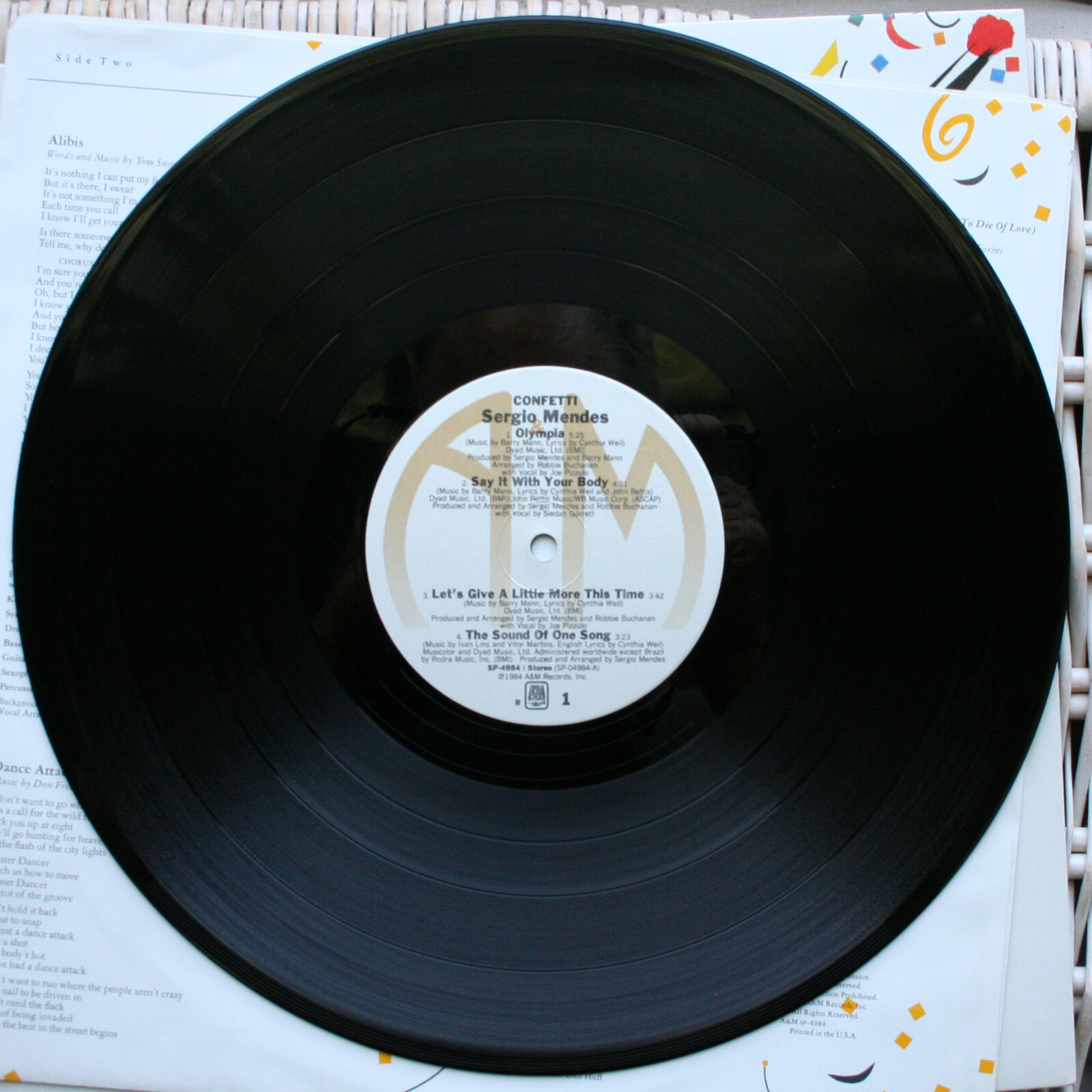 Sergio Mendes Confetti Vinyl LP Record Album A&M SP4984 1984 Near Mint