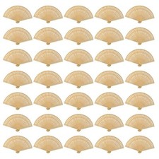 60 Pack Sandalwood Fans- Baby Shower Gifts  Wedding Favors, Wooden Openwork ...