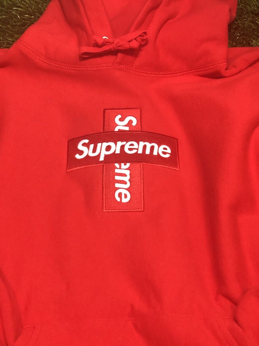Supreme Cross Embroidered Box Logo Hooded Sweatshirt Red | eBay Supreme Cross Embroidered Box Logo Hooded Sweatshirt Red | eBay