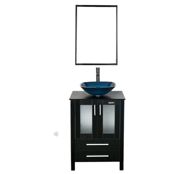 Eclife Single Sink Vanity, Black/Blue BTB02WH+BTA04N for sale