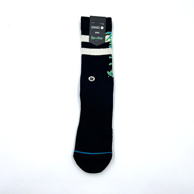 Stance 1 Pair Casual Step Rick and Morty Black Crew Socks Size Large