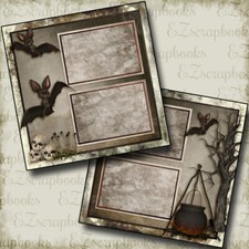 In the Shadows - Halloween - 2 Premade Scrapbook Pages - EZ Layout 4344