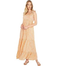 Hurley Womens Tiered Maxi Dress, Orange, Medium