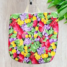 Vintage Handmade Quilted Cloth Canvas Fruit Shopping Bag Reusable Grocery Tote