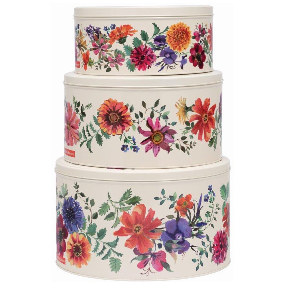 Emma Bridgewater Garden Flowers Set of 3 Round Cake Tins Storage Nesting