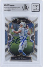 Justin Herbert Chargers Signed 2020 Panini Select #44 BAS 10 Rookie Card. rookie card picture