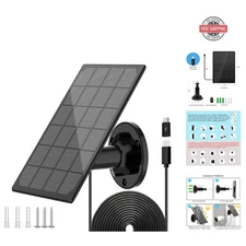 High Efficiency Solar Panel for Wireless Security Cameras - Type-C & Micro USB