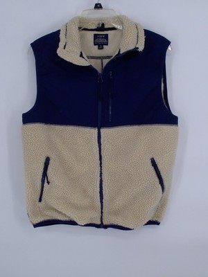 J Crew Vest Mens Medium Tan Oatmeal Fleece Deep Pile Nordic All Weather Pockets