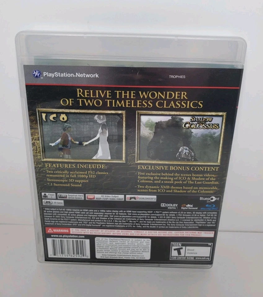 The Ico & Shadow of the Colossus Collection PlayStation 3 - 2011 - 100% Complete - Image 2 of 4