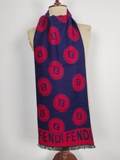 FENDI genuine vintage pattern Red / Blue wool cashmere winter scarf scarves
