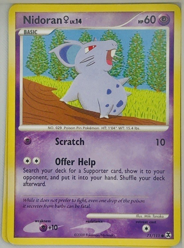 Nidoran 71/111 Regular Common Platinum Rising Rivals Pokemon Card 2009 LP