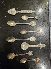 Lot of 8 Vintage Miniature Souvenir Spoons