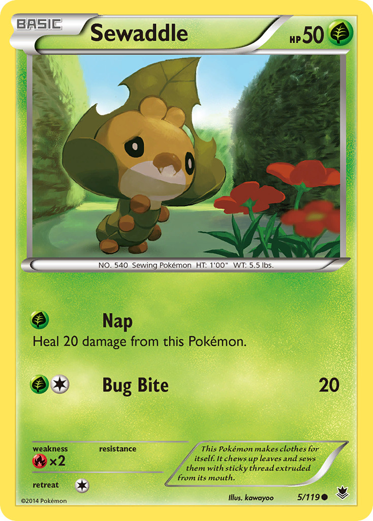 Sewaddle 5/119 Common Phantom Forces Pokemon Moderately Played