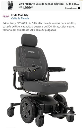 Pride Mobility Jazzy EVO 613 Li Power Wheelchair 4-Wheel Joystick Black 300lb