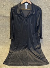 VTG Vanity Fair Nightgown Size M Black Nylon Button Lightweight One Pocket
