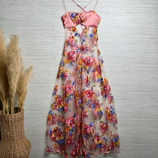 For Love and Lemons maxi dress floral embroidery sheer Medium