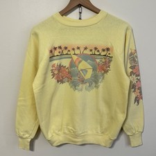 Medium 1970s/1980s windsurfing Healthknit raglan sweatshirt w/ floral sleeve hit