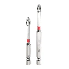 2pcs PH2 Phillips Screwdrivers Bit 1/4" Hex Shank 2.8+3.5" Long Magnetic Red