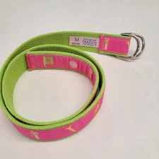 Vintage Douglas Paquette Wmn's pink & green golf Belt  2Ring Buckle Med 36x1.25"
