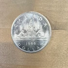 Canada silver dollar coin 1966 Elizabeth II $1 uncertified clean cheek pl white