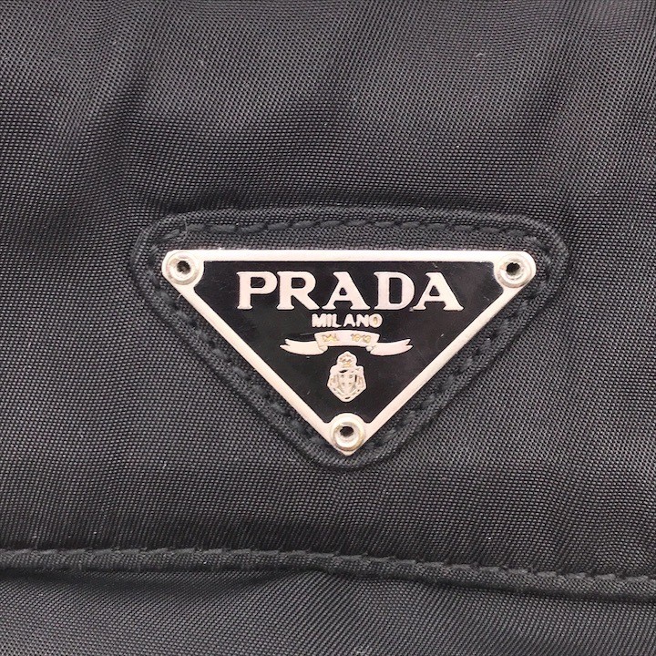 Good Condition PRADA Nylon Tessuto Triangle Logo Plate Chain Shoulder Bag Black thumbnail 10