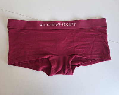Victoria's Secret Panty  S Bordeauxrot Baumwolle Logo Strass