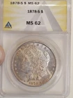 1878 S Morgan Silver Dollar ANACS MS-62 Near PL Reverse Broken R And Star VAM