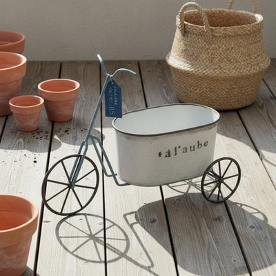 Metall Dreirad Pflanzgefäß Garten Deko Vintage Trike Blumentopf Indoor