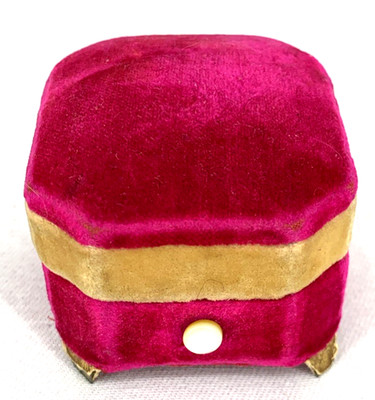 Ring Presentation Jewelry Pink Velvet MOP Push Button Metal Feet Antique 1.5''