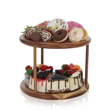 Spec101 Round Serving Platter - 2-Tier Serving Tray for Desserts and Appetizers