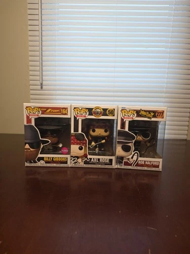 Lot of 3 Funko Pop Rocks, Billy Gibbons, Axl Rose, Rob Halford