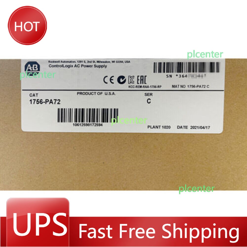 New Factory Sealed Allen-Bradley 1756-PA72 SER C AC Power Supply AB 1756PA72 US