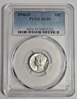 1940-D Mercury Dime, US 10c Coin, PCGS Graded AU55, Nice Luster, Beautiful Coin!