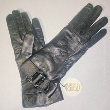 Vintage Alberta Carli Black Napa Leather Gloves Made In Italy Sz. 7-NEW