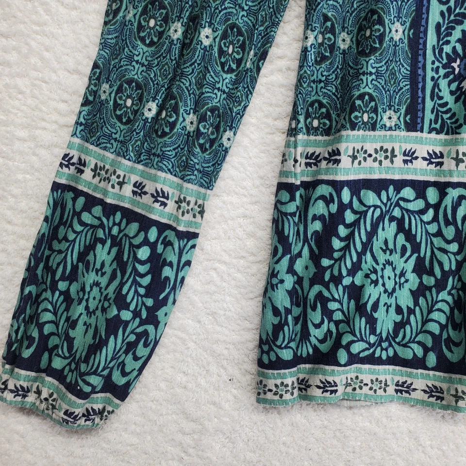 Top Boho Feminino Vintage América Pequeno Azul-petróleo Floral Crochê Festival Hippie - Imagem 2 de 4