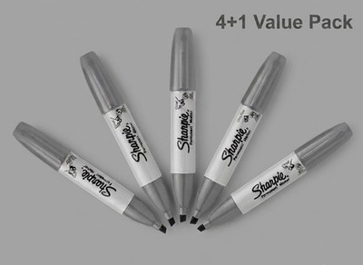 Sharpie Permanent Marker  Chisel Tip  Slate Gray  5-pack