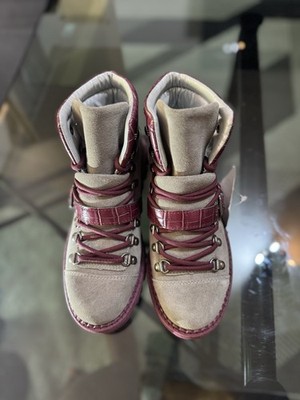 Toral Schnürstifeletten Grau und Bordeaux Wildleder Gr. 37 Damen Neu m. Etikett