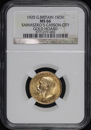 1925 Great Britain Gold Sovereign NGC MS-66 Samaszko's Carson City Gold Hoard