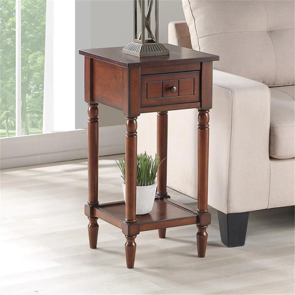 Convenience Concepts End Table Nightstand Bedside Square in Wood - Mahogany - Image 2 of 4
