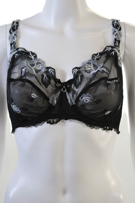 Lise Charmel Womens Rhinestone Detail Charm Accent Underwire Bra Black Size 36E