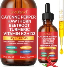 Cayenne Pepper Liquid Drops w/  Vitamin D3+K2 - Gotas de Pimienta Cayena Líquida