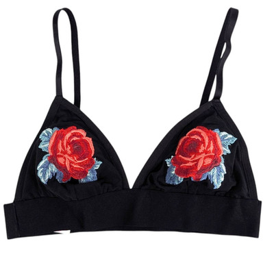 Victoria's Secret Lace Triangle Bralette Women's Size MEDIUM Black Floral Rose
