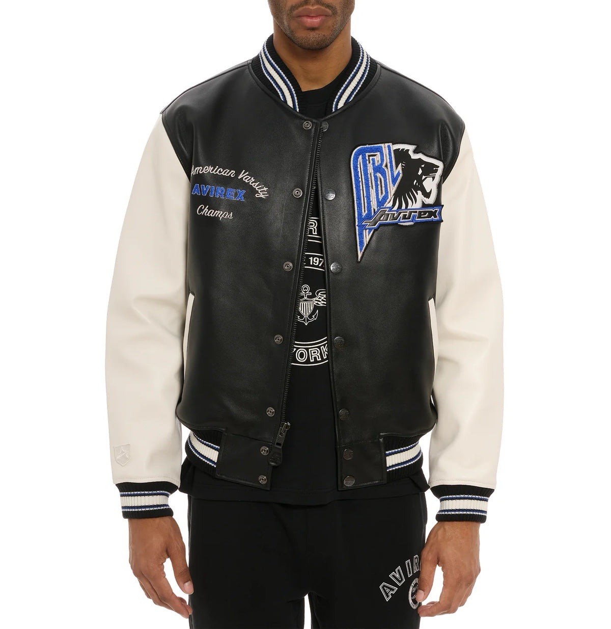 Avirex Black Lions Varsity Men’s Leather Jacket Size Small Authentic NWT image 4