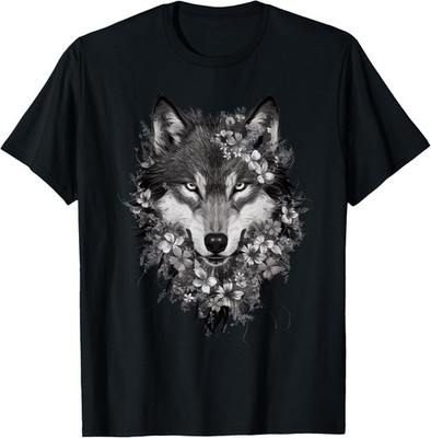Floral Wolf Vintage Flowers Wolf Face for Wolves Lover T-Shirt