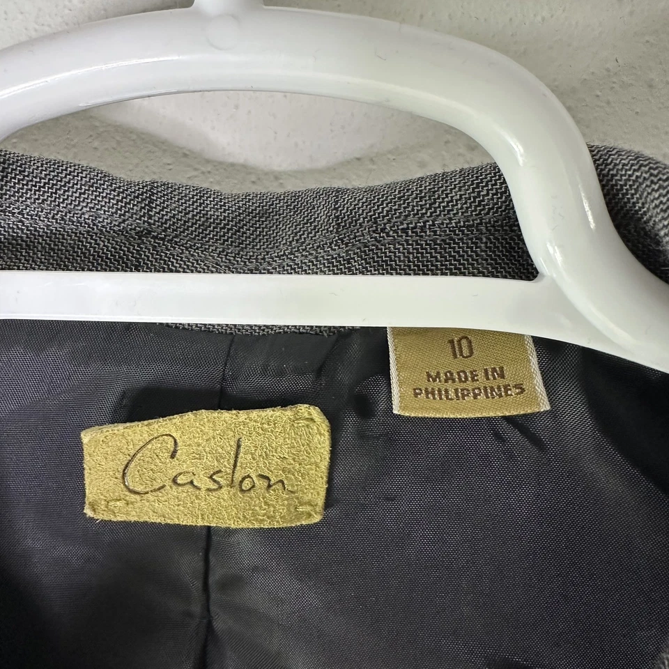 Blazer Caslon Mujer Talla 10 Gris Mezcla de Lana a Cuadros Tres Botones Chaqueta de Carrera Foto 4 de 4